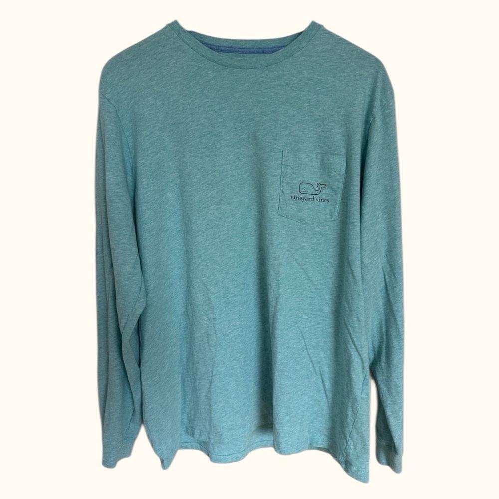 Vineyard Vines Long-Sleeve Pocket Tee – Aqua – Men’s Large